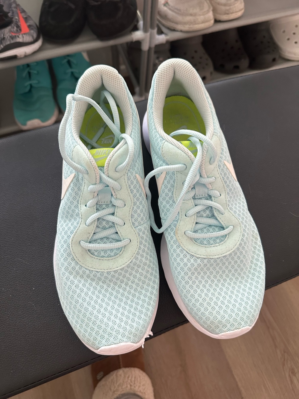 Nike Mint Green Mesh Sneakers with White Swoosh - Picture 3 of 7